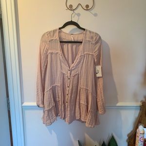 Free People button up light pink shirt